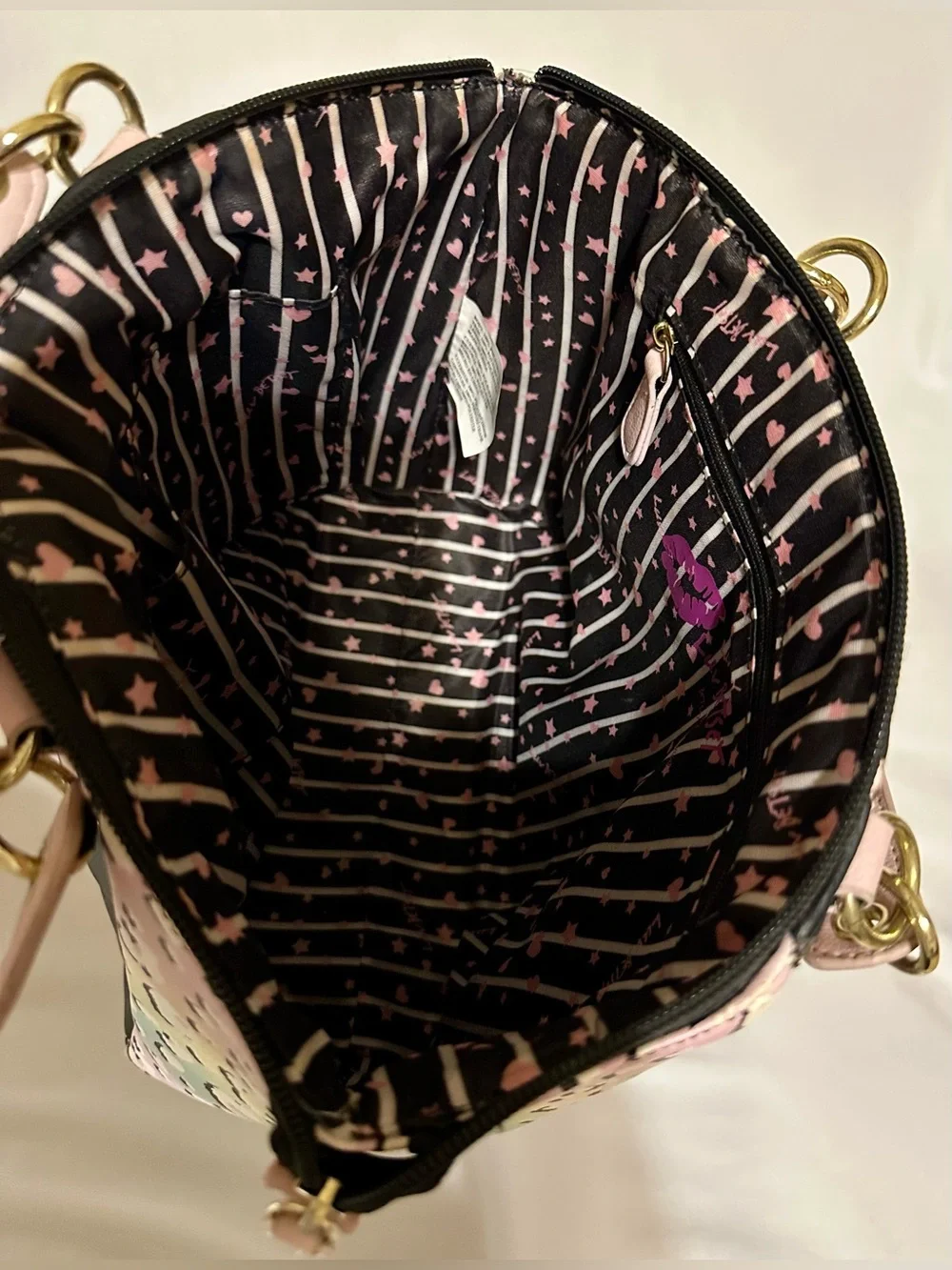 Betsey Johnson Quilted Animal Print Top Handle Satchel Purse